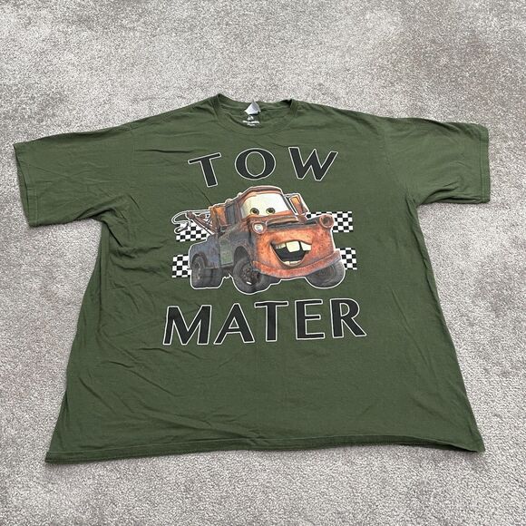 Port & Company x Disney Pixar Cars Tow Mater Graphic T-Shirt Mens 2XL Green Crew - Picture 1 of 10